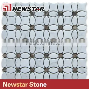 Newstar Hot Saling Italian White Carrrara Marble Flower Shape Mosaic thumbnail-2
