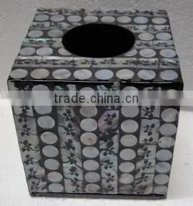 High Quality Brown White Mother of Pearl Square Tissue Box thumbnail-1