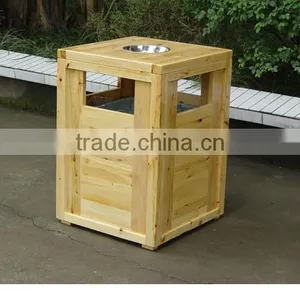 Arlau Outdoor Park Wood Garbage Bin thumbnail-5