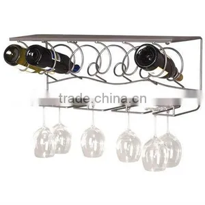 Wine Bar 8 Bottle Wall Rack With Wine Glasses Rack thumbnail-1