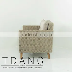 Fiji Wicker Sofa With Wooden Legs - Contemporary Rattan Furniture Garden Bench. thumbnail-2