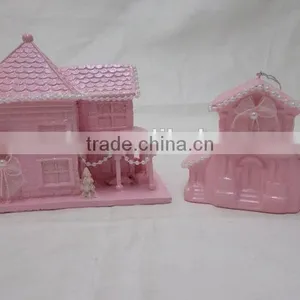 Shabby Pink Glitter Christmas Village Houses thumbnail-2