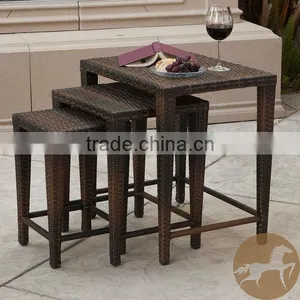 Knight Home Outdoor Brown Wicker Nested Tables (Set of 3) thumbnail-1