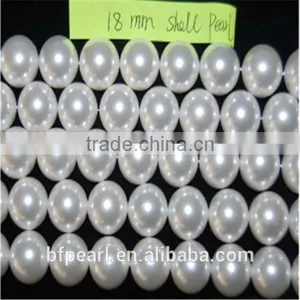 18mm Round Shiny White Genuine Pearls Strands Handmade Shell Jewelry thumbnail-1
