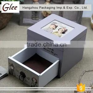 Custom Engraved Fancy Printing Custom Made High Quality Drawer Style Handmade Small Jewelry Box thumbnail-2