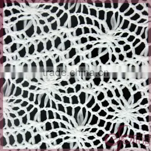 Elegant White Waved Crochet Knitting Fabric, Fashion Crocheted Lace thumbnail-5