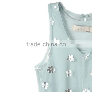Printed Metallic Flowers Girl Tulle Party Dress Kids Frocks Neck Designs Childern Frock Model HSd5178 thumbnail-4