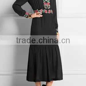 Long Sleeve Black Embroidery Dress Design Latest Women Hand Embroidery Design For Dress HSD6667 thumbnail-4