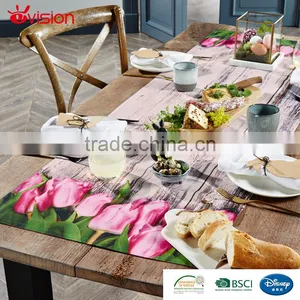Tulip Digital Print Table Runner Decoration ,mat Place,four Pcs Set,BSCI Factory thumbnail-1