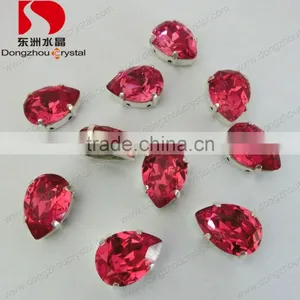 Light Fuchsia Color 10*14mm Drop Crystal Stones With Claw Setting for Clothing thumbnail-1