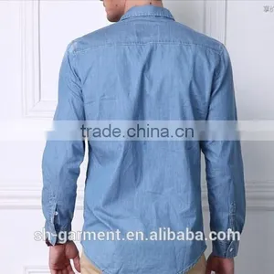 Mens Blue Denimshirt With Chest Pocket N01 thumbnail-2