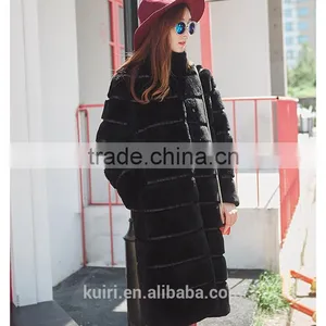 Fashion Show Style Rex Rabbit Fur Coat Women Very Long Rex Rabbit Fur Jacket Winter Fur Big Size thumbnail-1