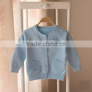 S32897W Kids Sweater Knitted Sweater Girls Sweater Beading Neck Kids Cardigan thumbnail-3