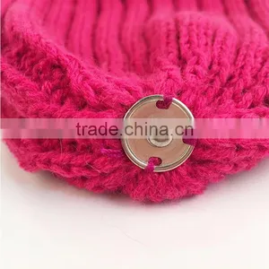 Myfur Hot Pink Ladies Winter Fashion Wool Knitting Hat With Dyed Raccoon Fur Bobble thumbnail-5