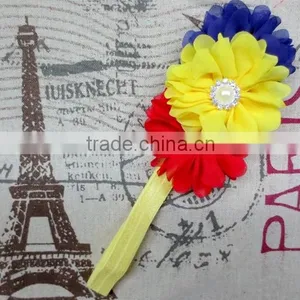 NEW ARRIVAL Baby Chiffon Flower Headbands Elastic, Pearl Headband Rhinestoned thumbnail-6