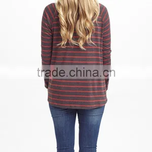 2016 New Maternity Tops With Coral And Charcoal Stripe Maternity Tee Long Sleeve Women Wear WT80817-42 thumbnail-2