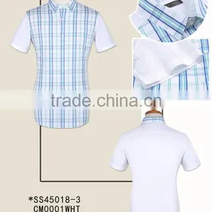 100% Cotton Latest Stylish Checked Fashion Short Sleeve Men Shirts for Summer thumbnail-1