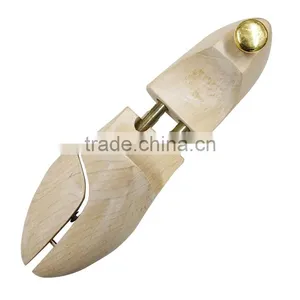 Adjustable Type Shoe Tree in Beech Wood With Double Golden Color Tube and Cap thumbnail-2