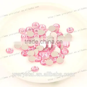 Round Shape Light Rose Color Silver Foiling Rhinestone Flat Back Crystal Beads thumbnail-1