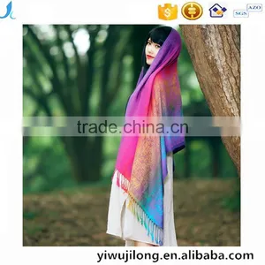 High Quality Rainbow Hajib Paisley Jacquard Pashmina Scarf Shawl thumbnail-1