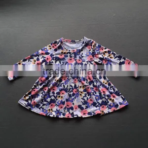Wholesale Little Girls Frock Design Cotton Dress Long Icing Ruffle Sleeves Fall Clothes For Kids thumbnail-5