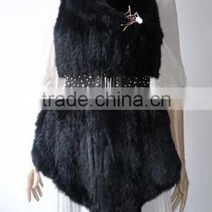 YRFUR YR016 Various Color Available Fur Vest/Cropped Hand Knit Rabbit Fur Vest thumbnail-1