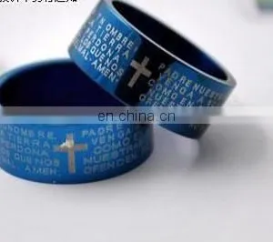 New Arrival Couple Cross Ring Bible Text Titanium Steel Jewelry Rings Women Mens thumbnail-6