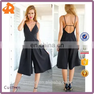 New Model Hot Style Wide-legged Pant Small Quantity Deep V Neck Ladies Jumpsuit thumbnail-1