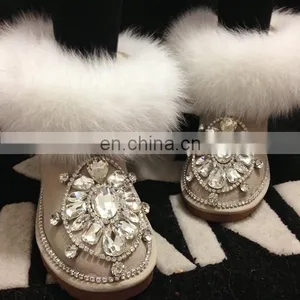 Aidocrystal Factory Price Handmade Shiny Rhinestone Boots New Design Women Best Warm Winter Boots Shoes thumbnail-1