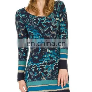 Asymmetrical Hem Royal Blue Wholesale Knitwear Tunic thumbnail-1