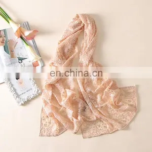 Floral Embroidered Lace Organza Silk Scarf thumbnail-2