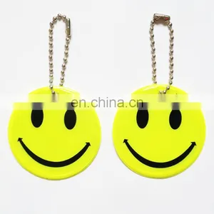 Promotional Gift Stock Items Warning Sign Type Safty Children Protection Use Custom Pvc Reflective Emoji Keychain thumbnail-1