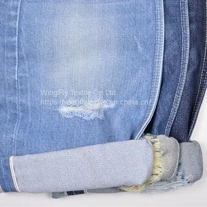 13oz 100% Cotton Slub Right Twill Mens Custom Denim Fabric W283429 thumbnail-1