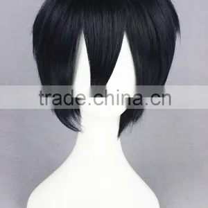 High Quality 35cm Short Straight Prince of Tennis Wig Chitose Senri Blue&Black Synthetic Anime Wig Cosplay Hair Wigs Party Wig thumbnail-3