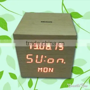 LED Digital Wooden Touch Alarm Clock With Calendar thumbnail-1