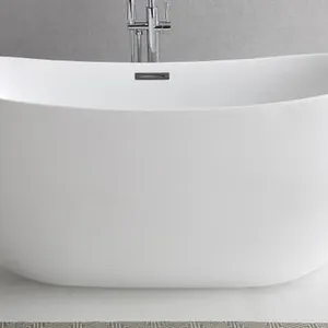 Top Quality Artificial Stone 1.35m Small Size Freestanding Acrylic Solid Surface Stone Bathtub for Bathroom thumbnail-4