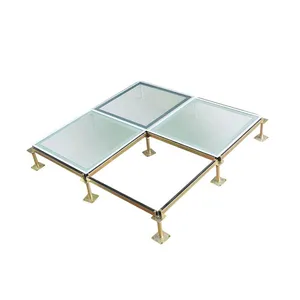 Glass Raised Access Floor 600×600mm – Tempered Glass Anti-Static Flooring for Data Center Viewing Aisle, Thickness 28/30/35mm, Custom Pedestal Height thumbnail-3
