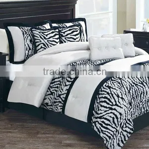 7 Pcs Gorgeous Flocking Zebra-stripe Comforter Set Bed In Black White Color thumbnail-1