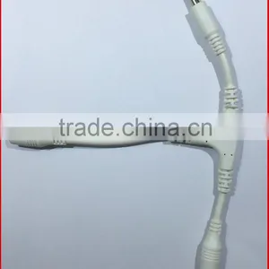New T Tpye Product White Cable DC Connector 5.5x2.1 Male 2pcs of Female Extension DC Cable Harness thumbnail-2