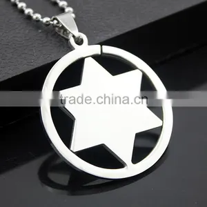 Hexagram Pendant Round Stainless Steel Polishing Process Six-pointed Star Necklace thumbnail-3