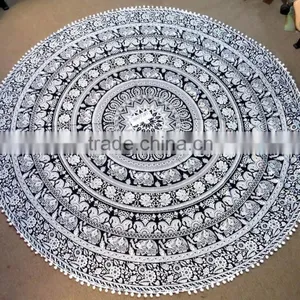 Mandala Beach Towel, Cotton Roundie Beach Towels Round Towels With Tassels thumbnail-2