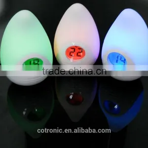 Silicone Egg Shape Room Thermometer Temperature Displayer LED Color Changing Night Light Lamp for Babies Kids Children Adults thumbnail-2