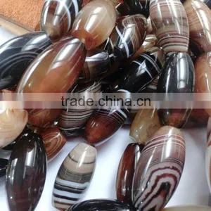Natural Smooth Drum Shape Brown Agate Strip Loose Beads Unit Shape For Regilious Gift thumbnail-4