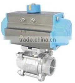 3PC High Flat Pneumatic Ball Valve thumbnail-1