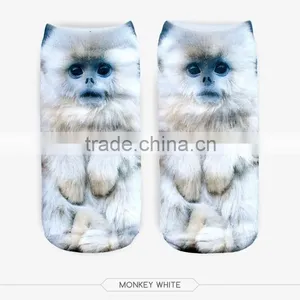 Outdoor Ankle White Monkey High Quality 3d Digital Full Print Colorful Ankle Socks Sports Unisex Custom Hot Sale Stretch Spandex thumbnail-2