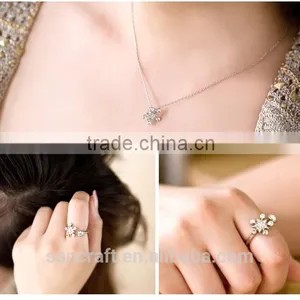 European and American Fashion Hot Style Austrian Crystal Snowflake Silver Jewelry Set 925 thumbnail-2