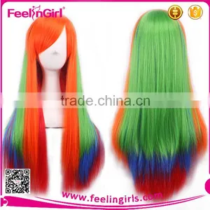Oblique Bangs Very Long Straight Hair Cute Cosplay Wig thumbnail-3
