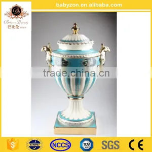 Babyzon Luxury Trophy, Home Decorative Items Ceramic Trophy Cup, Royal Blue Series Trophy thumbnail-3
