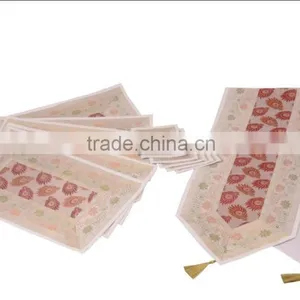 Indian Silk Table Runner With 6 Place Mats & 6 Coaster in White Color Size 16*62 thumbnail-1