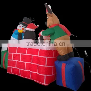 DJ-XT-01 Inflatable Christmas Santa Claus Emerge Chimney Lighted Decoration thumbnail-3